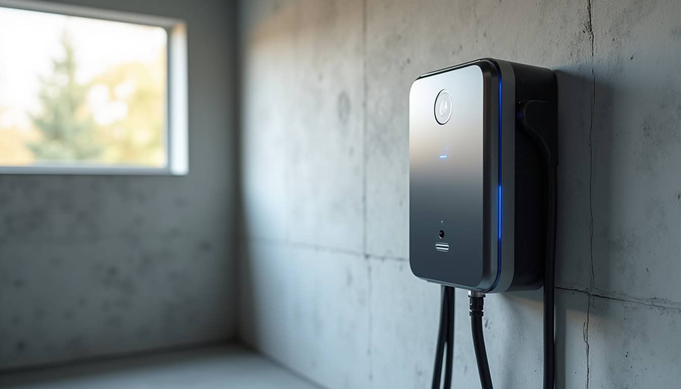 Détail du fonctionnement d'une borne de recharge avec interrupteur et voyant lumineux