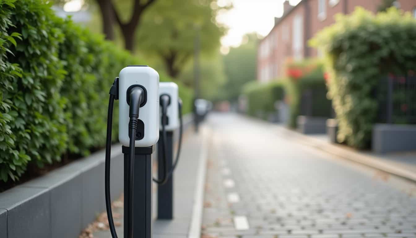Deux bornes électriques installées sur la rue des Picards à Le Puy-Notre-Dame