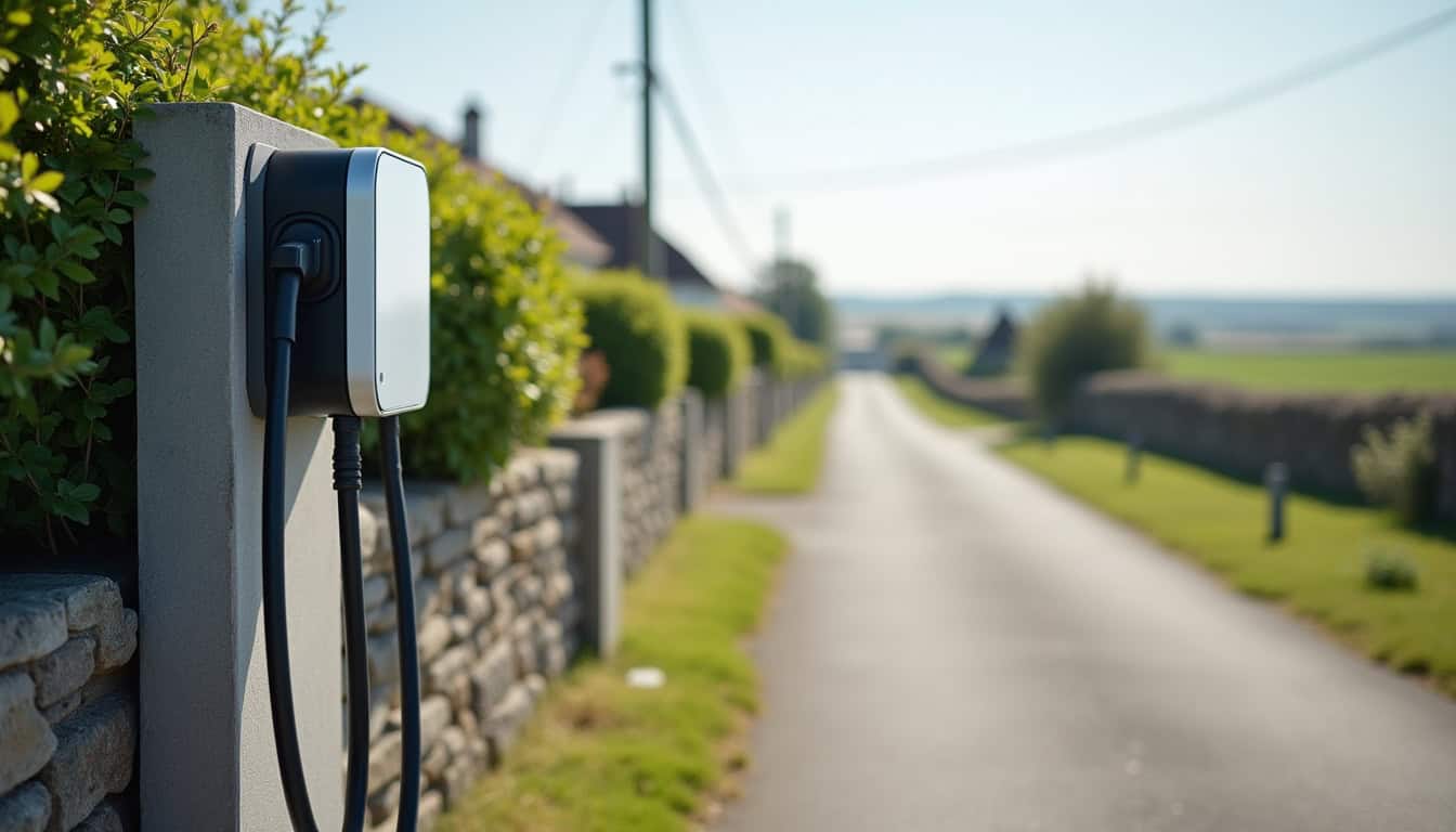 Différents modèles de bornes de recharge électrique installées à La Hague