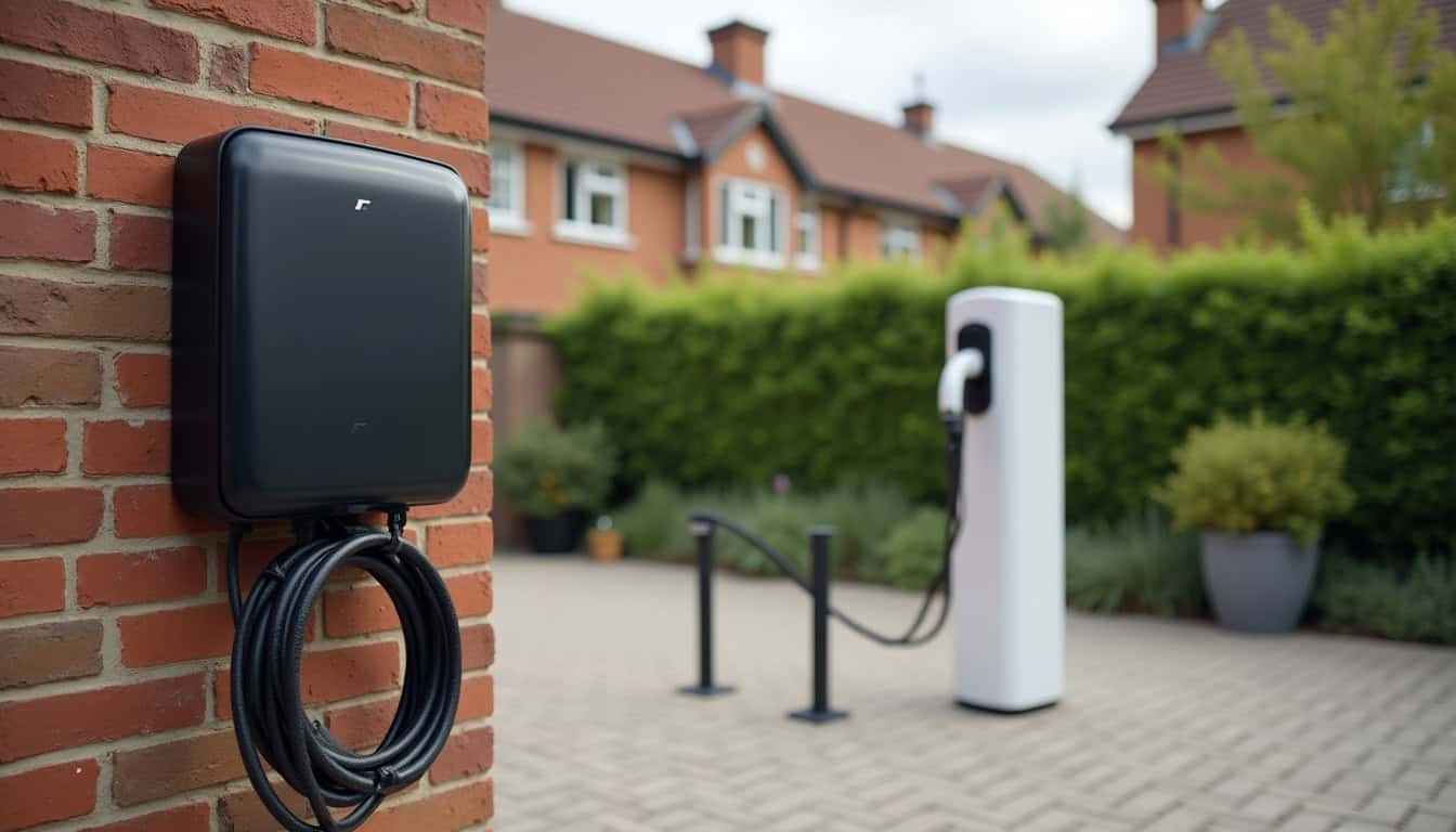 Différents modèles de bornes de recharge électrique installées en extérieur