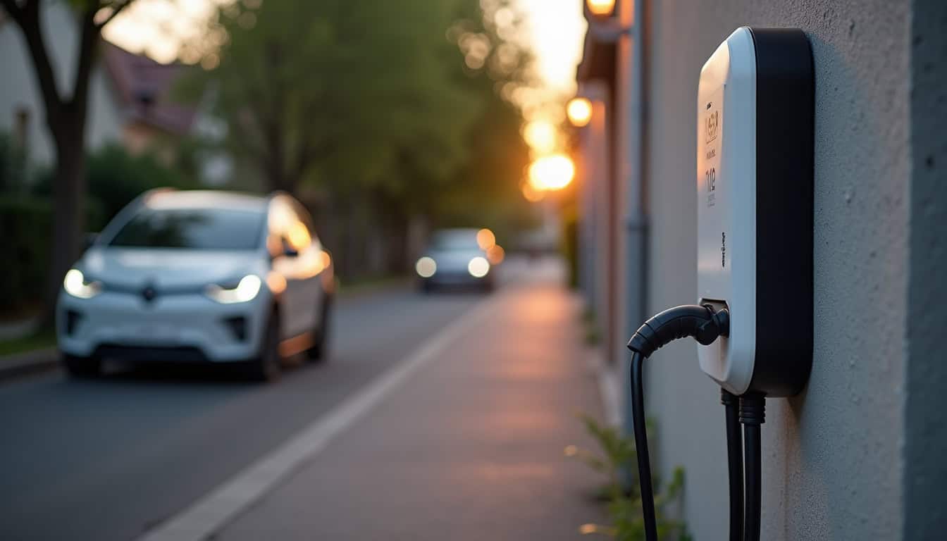 Différents modèles de bornes de recharge électrique installées près d