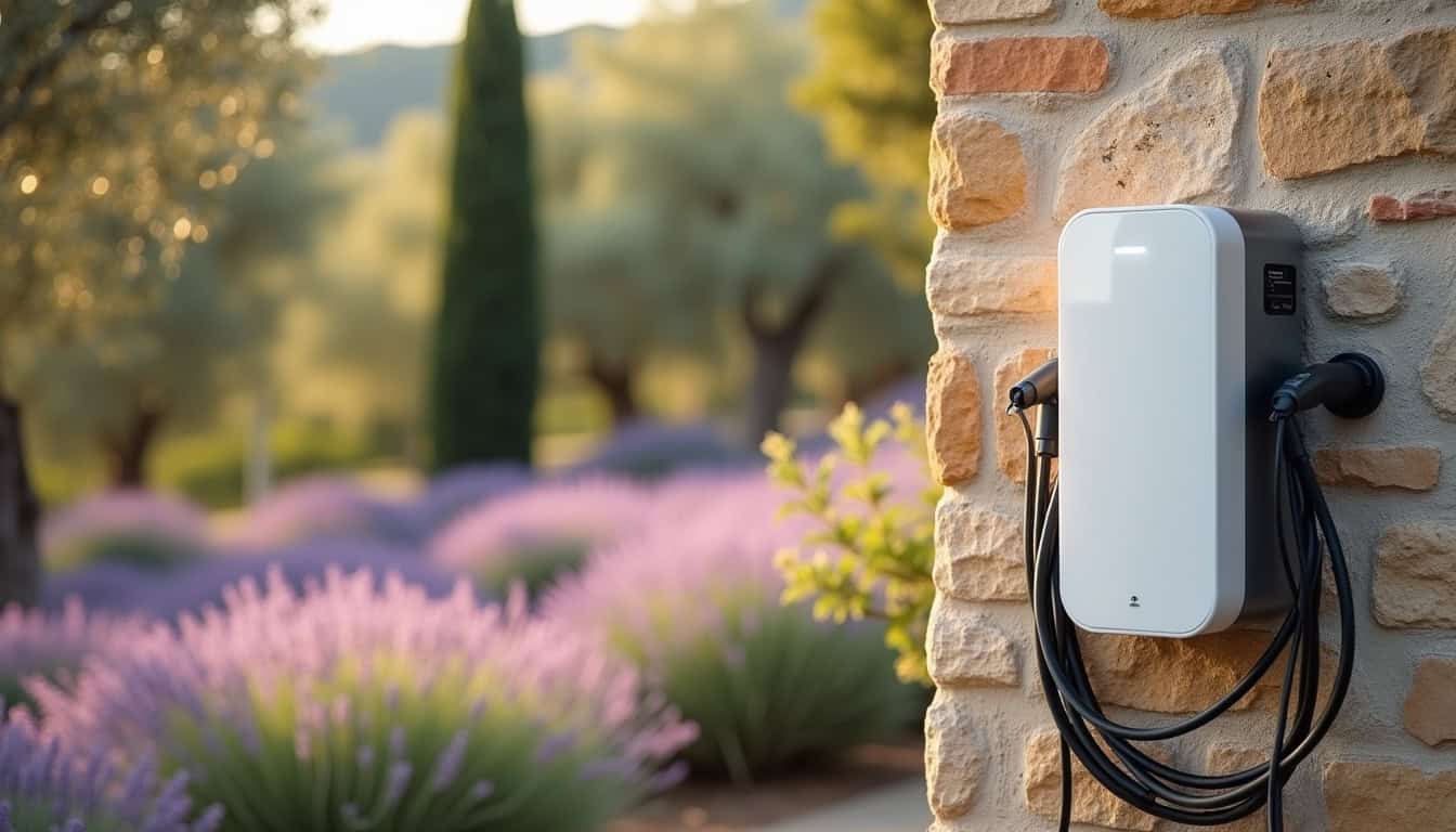 Différents modèles de bornes de recharge électrique pour voiture électrique installées à Maussane-les-Alpilles