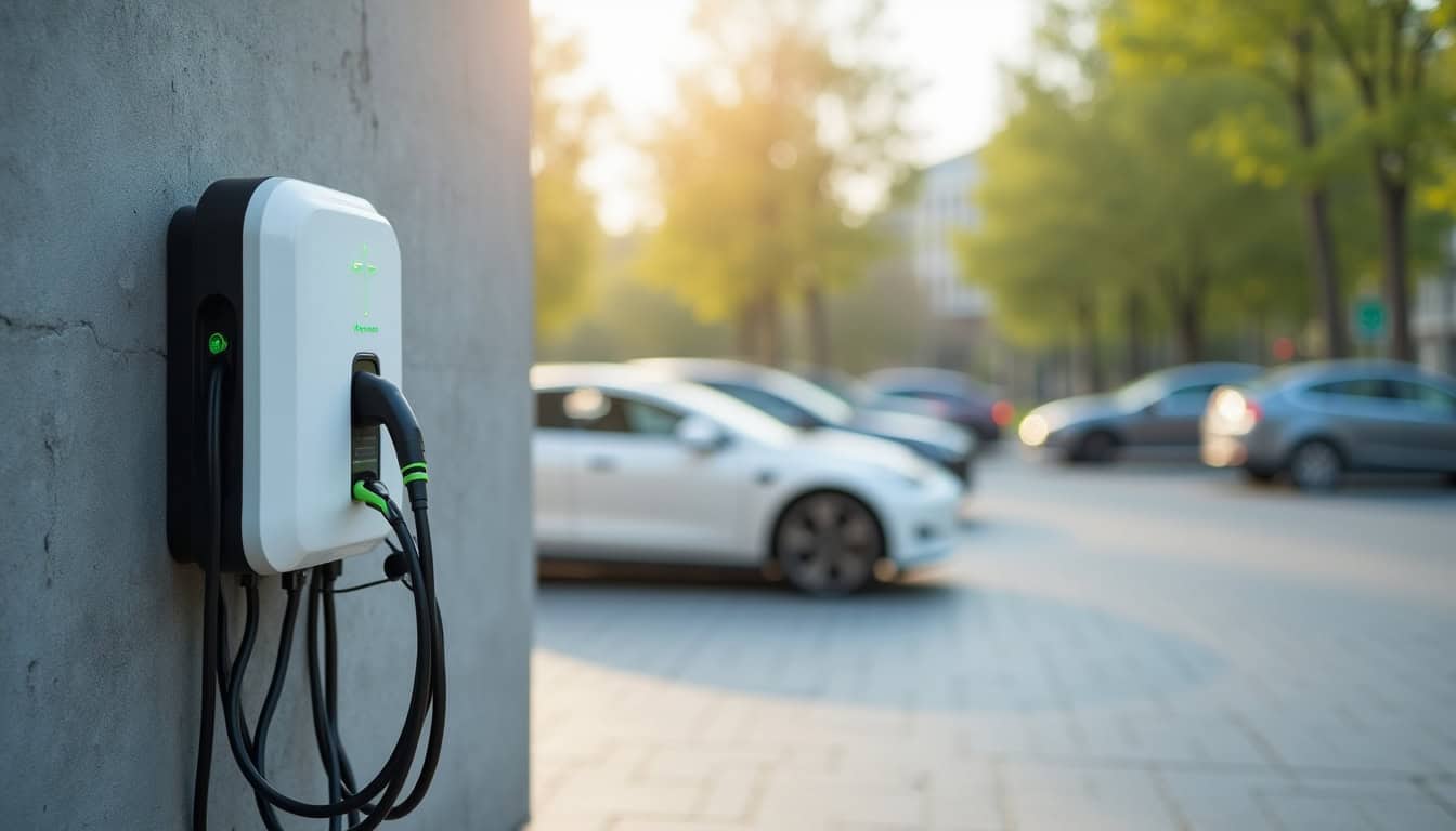 Différents modèles de bornes de recharge électrique pour voitures électriques installées à Wallers