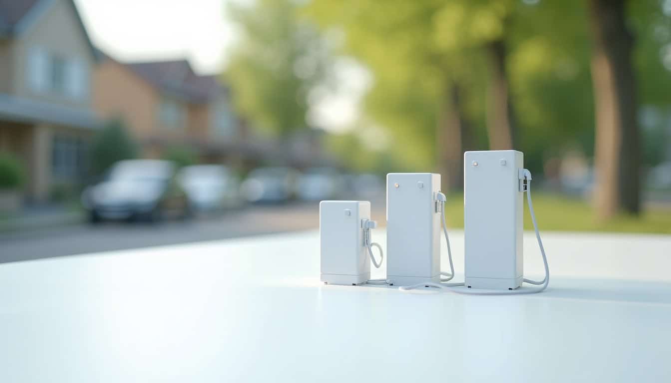 Différents modèles de bornes de recharge électrique selon leur puissance installées à Ferney-Voltaire