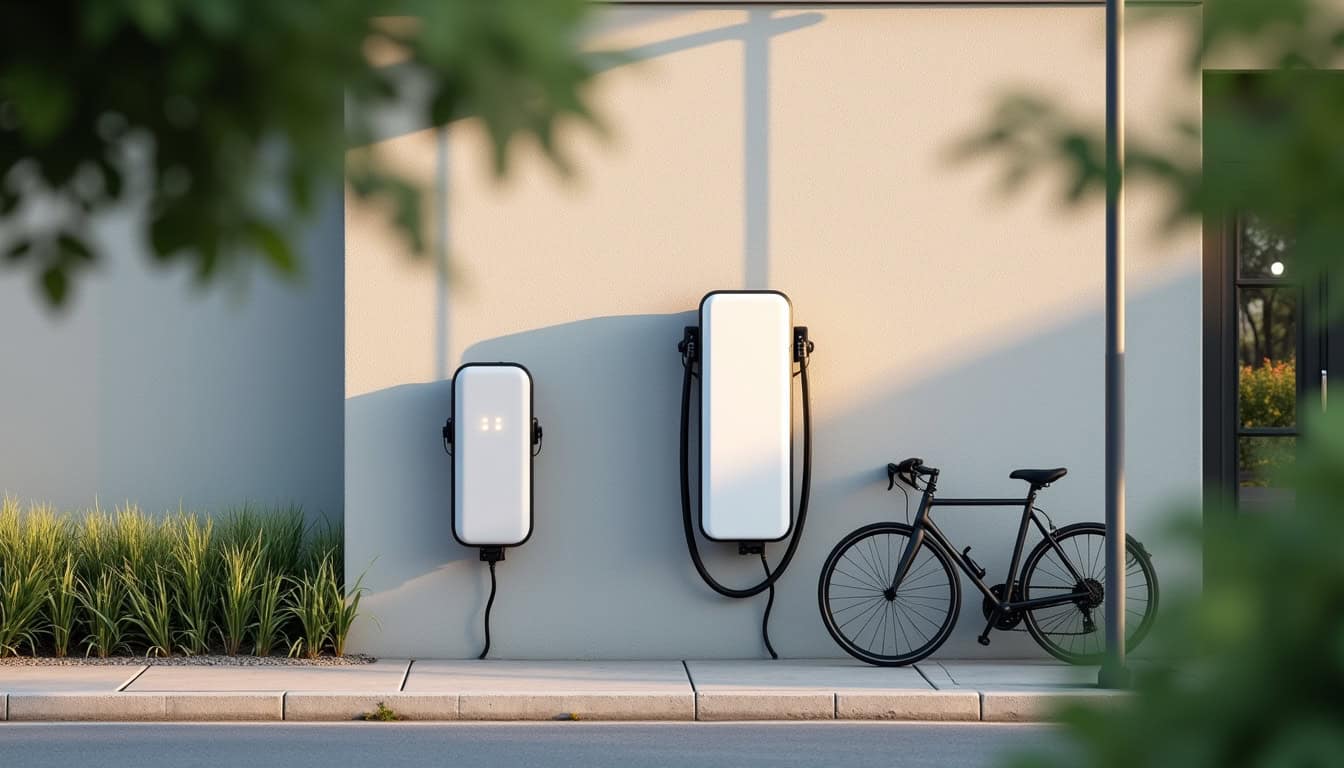 Différents modèles de bornes de recharge murales et au sol à Valdahon