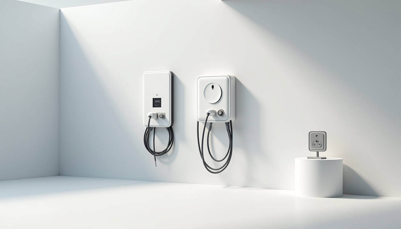 Différents modèles de bornes de recharge murales et prises renforcées