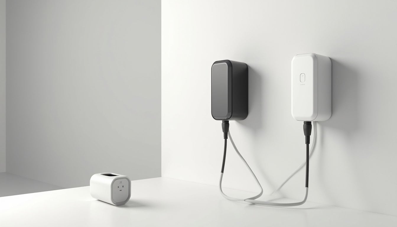 Différents modèles de bornes de recharge murales et prises renforcées