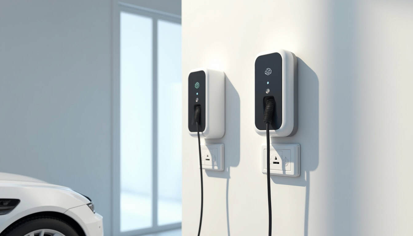 Différents modèles de bornes de recharge murales et prises renforcées