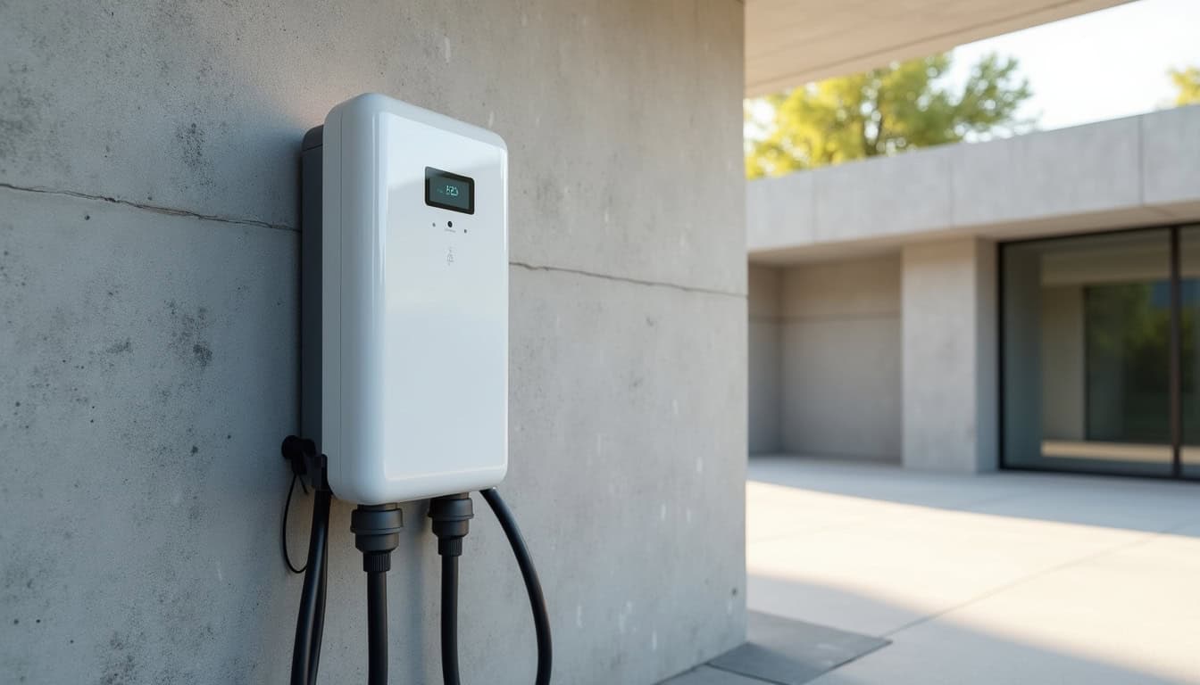 Différents modèles de bornes de recharge murales installées à l