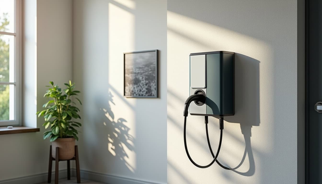 Différents modèles de bornes de recharge murales pour véhicules électriques installés à Blanquefort