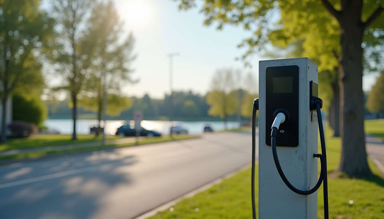 Différents modèles de bornes de recharge pour voitures électriques installées dans la région d'Audenge