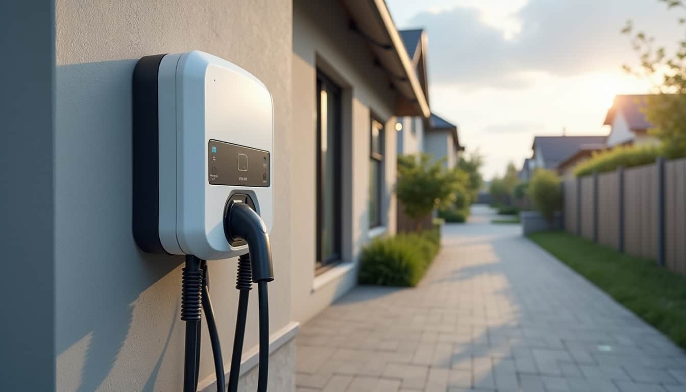 Différents modèles de bornes électriques domestiques installés en extérieur