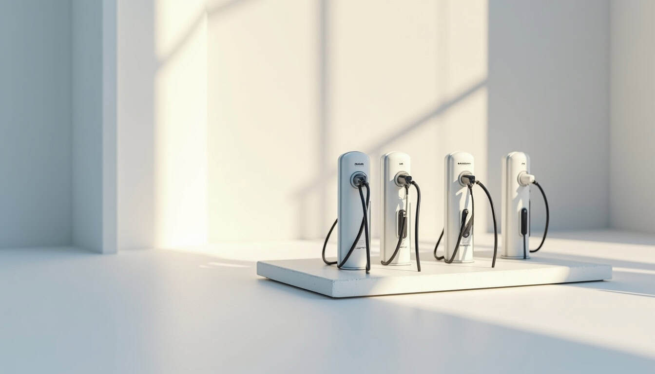 Différents modèles de bornes électriques installés à Cognin: Wallbox, Legrand, Hager