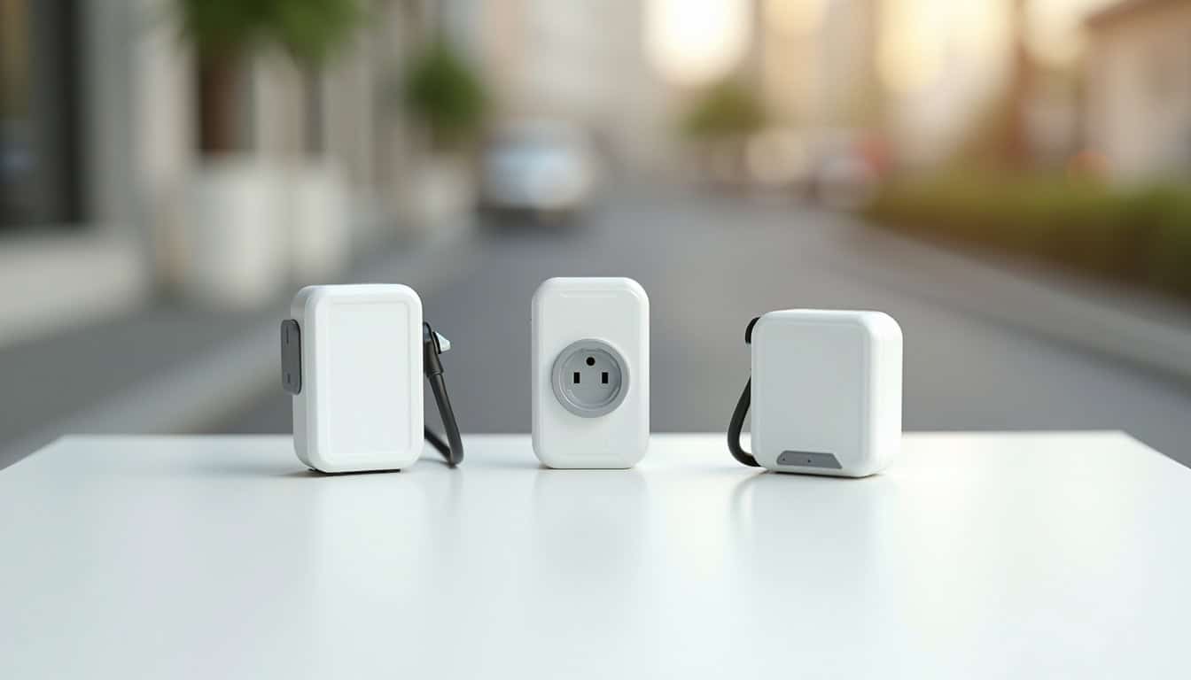 Différents types de bornes de recharge électrique: wallbox, prise renforcée et borne double