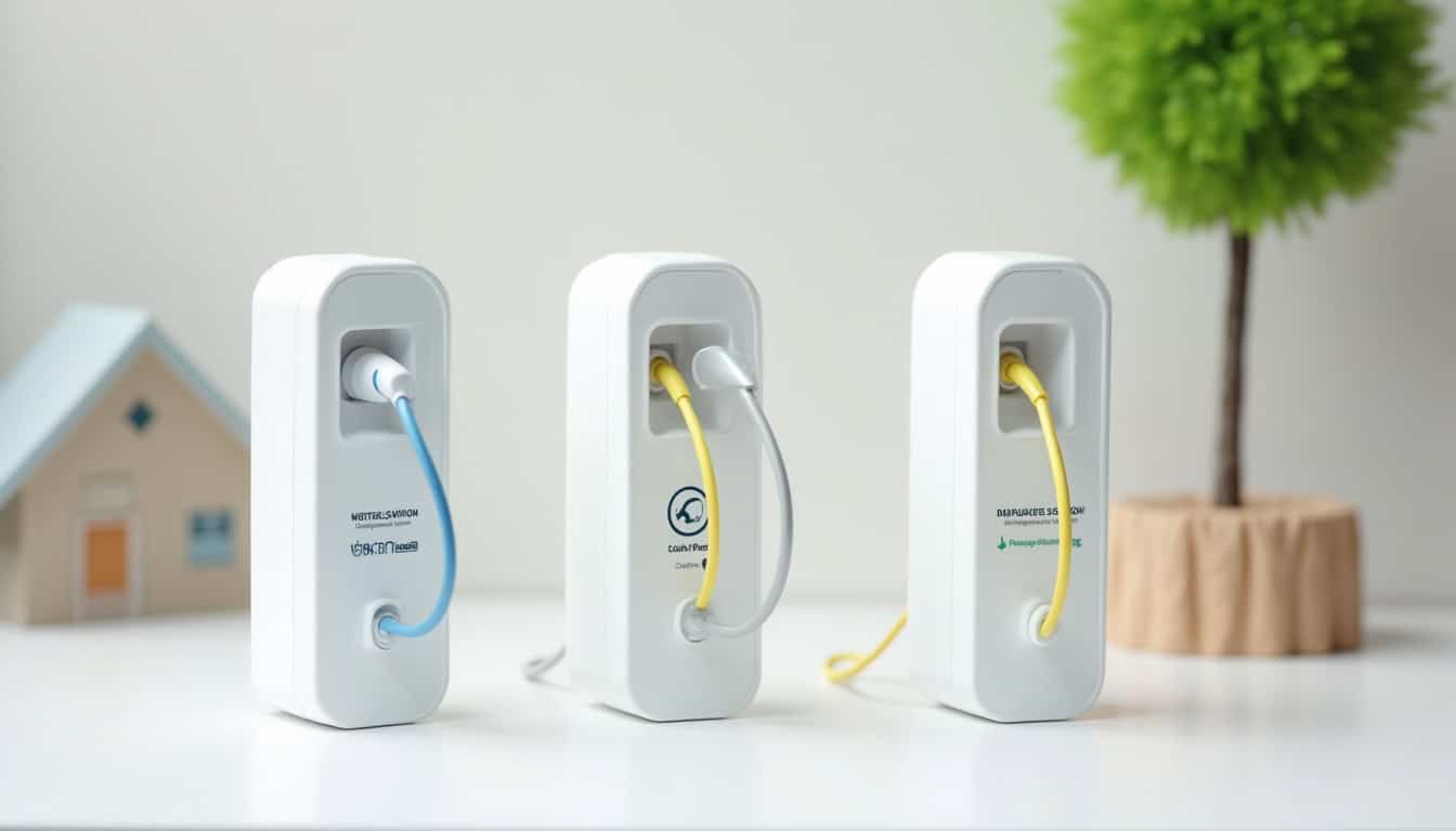 Différents types de bornes de recharge électrique: wallbox, prise renforcée et borne triphasée