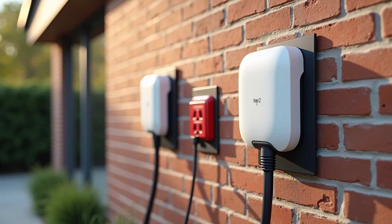 Différents types de bornes de recharge murales et prises renforcées installées à domicile