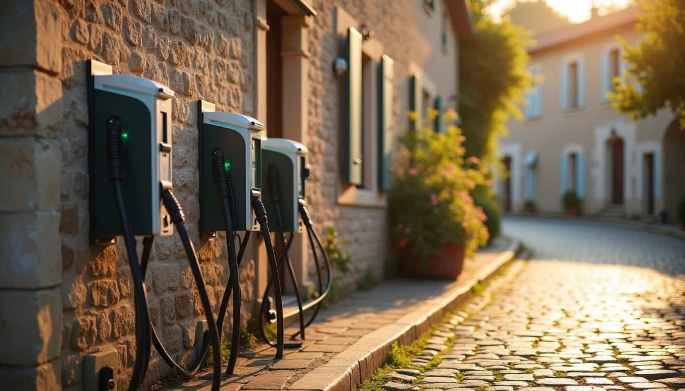 Différents types de bornes de recharge pour véhicules électriques installées à Les Monts du Roumois