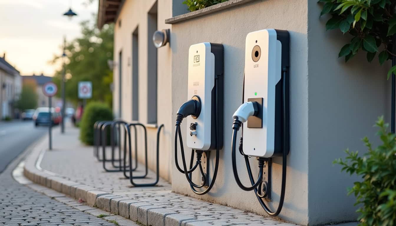 Différents types de bornes électriques installées en extérieur