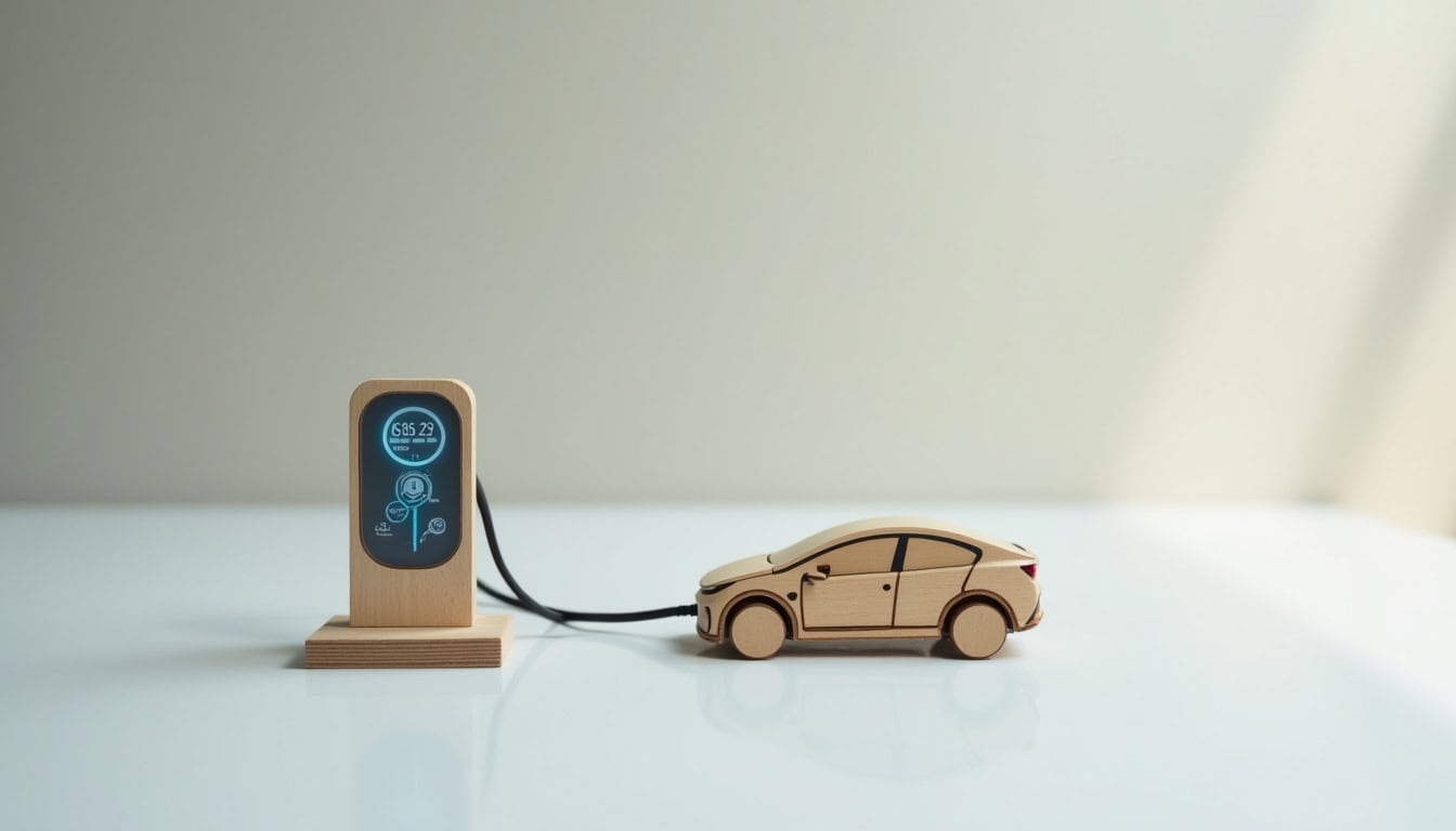 Écran d'une borne de recharge connectée montrant l'état de la recharge et la consommation