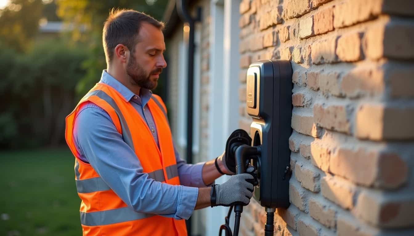 Électricien certifié IRVE en train d