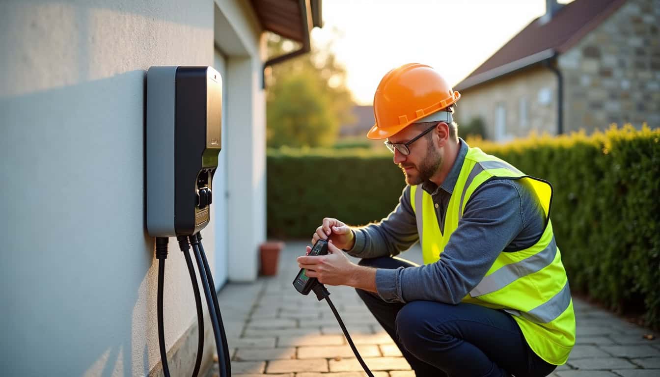 Électricien certifié IRVE en train d