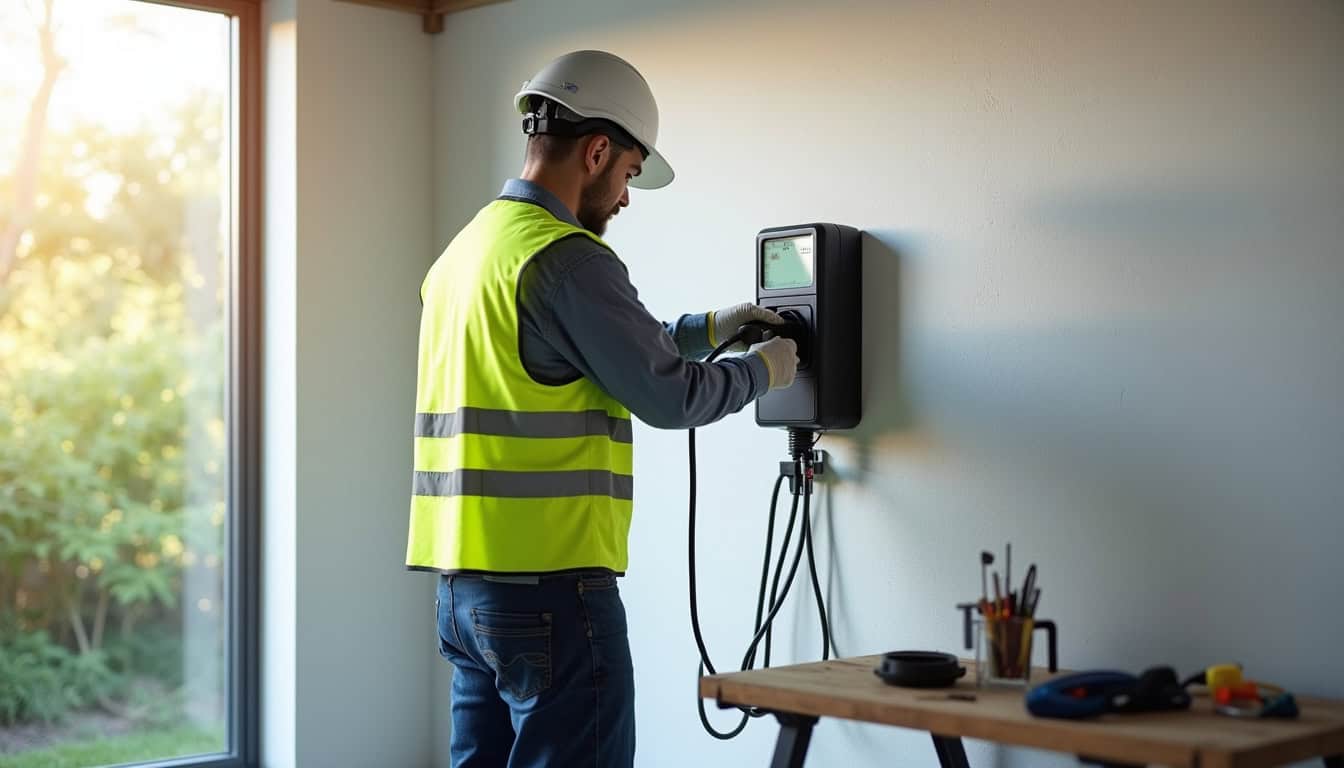 Électricien certifié IRVE en train d