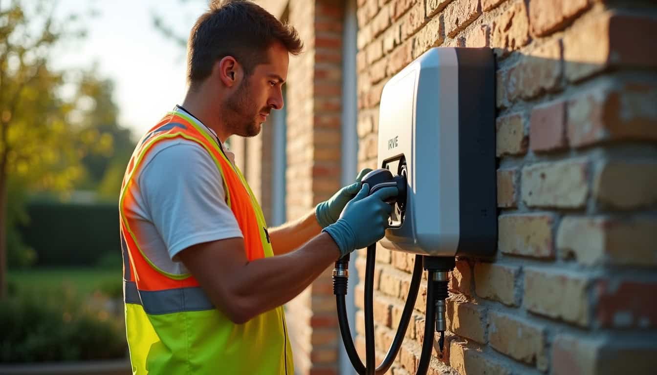 Électricien certifié IRVE en train d