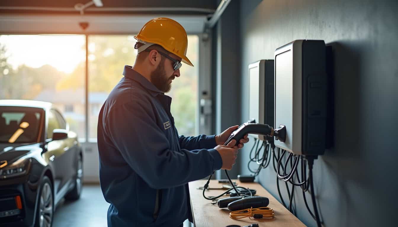 Électricien certifié IRVE en train d