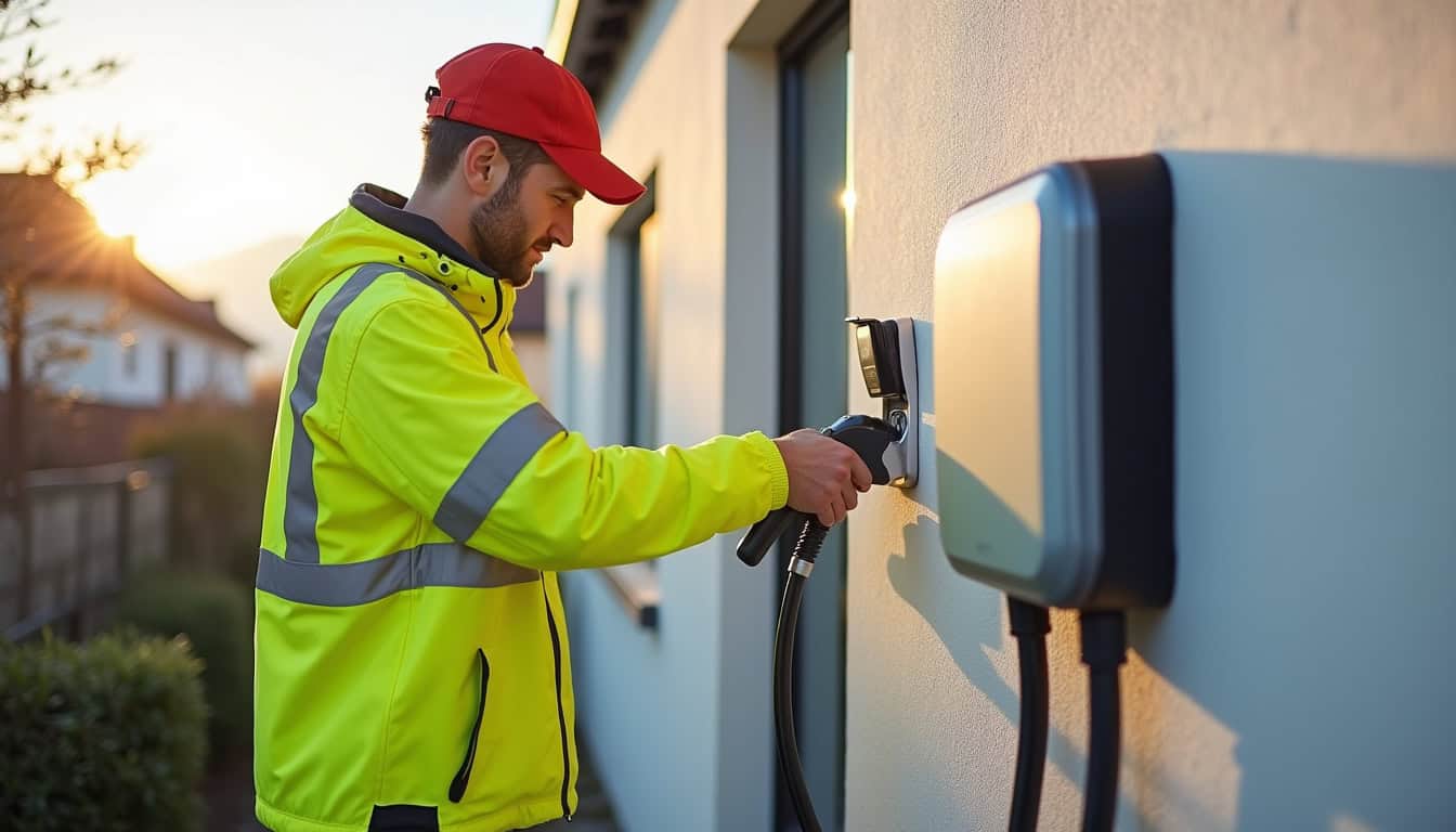 Électricien certifié IRVE en train d