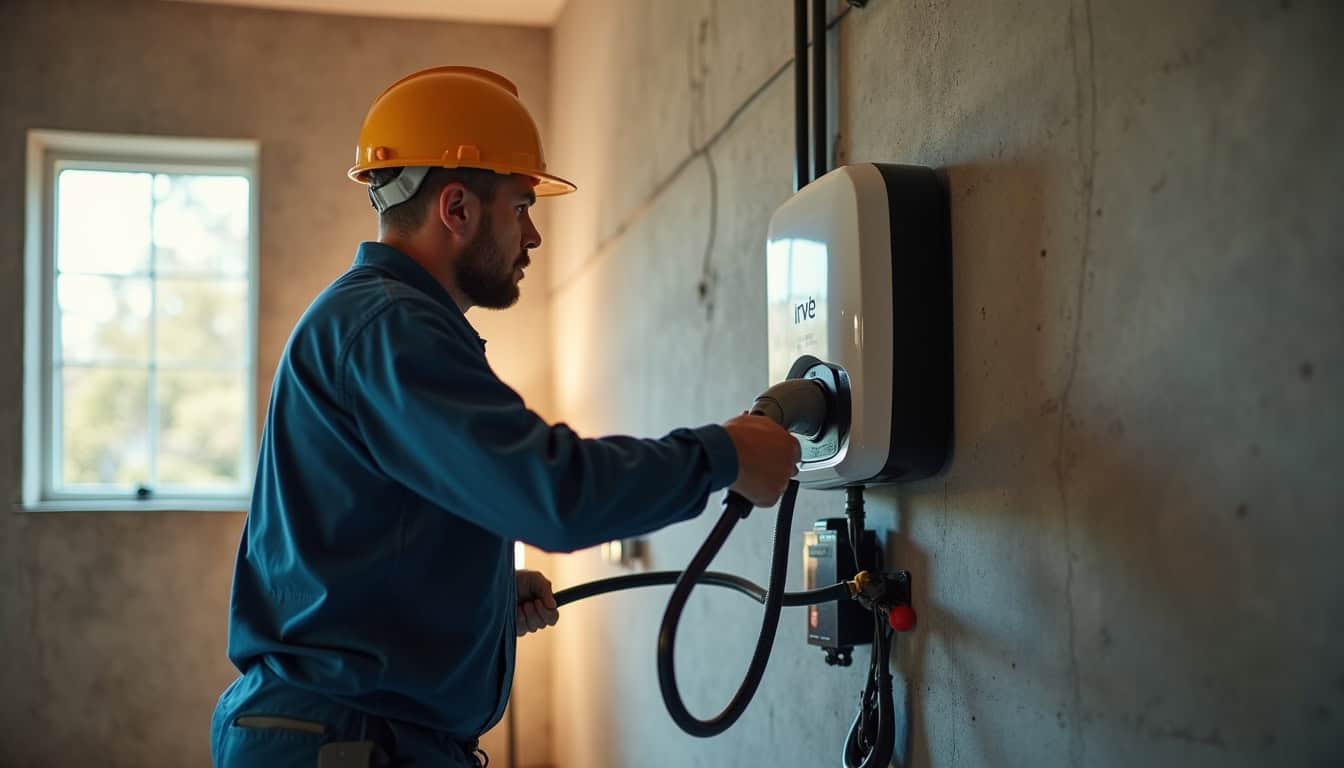 Électricien certifié IRVE en train d