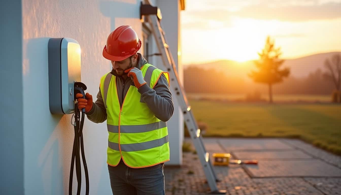 Électricien certifié IRVE en train d