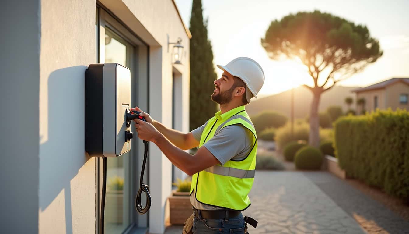 Électricien certifié IRVE en train d