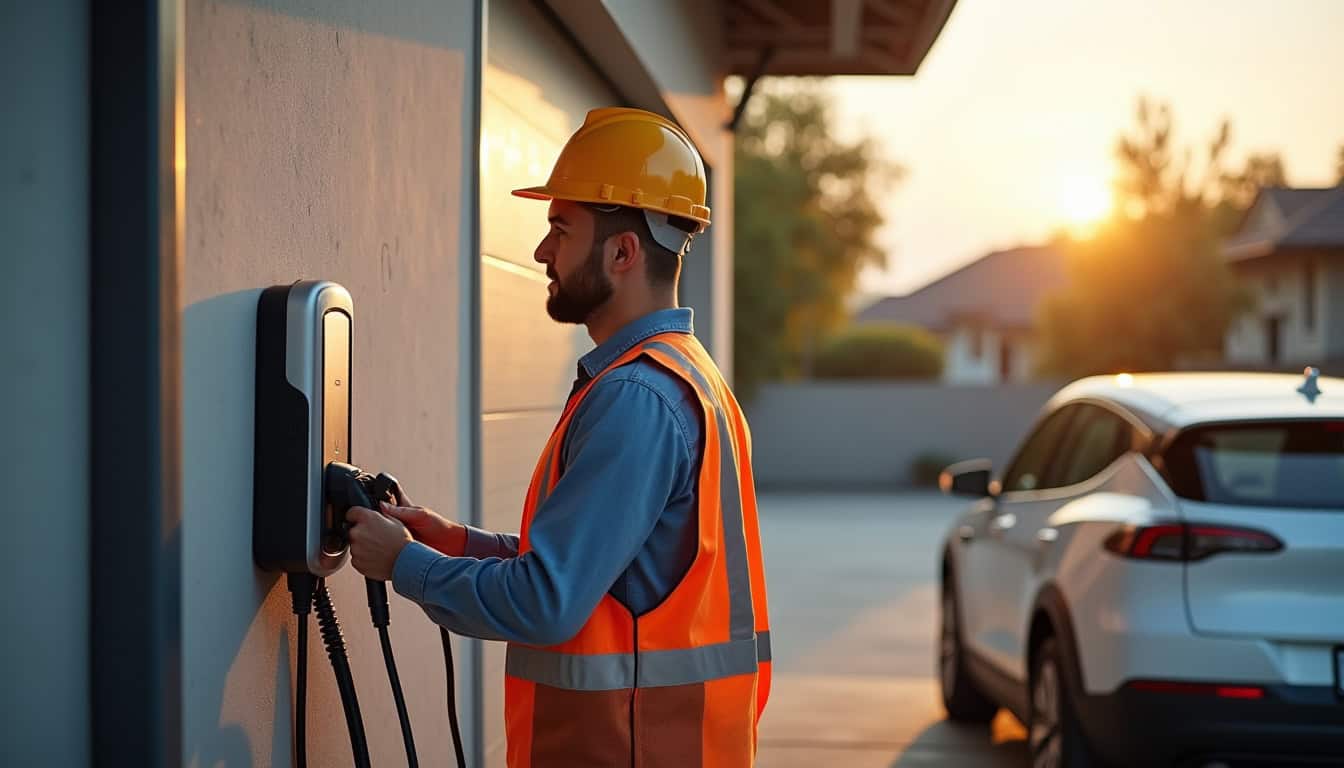 Électricien certifié IRVE en train d