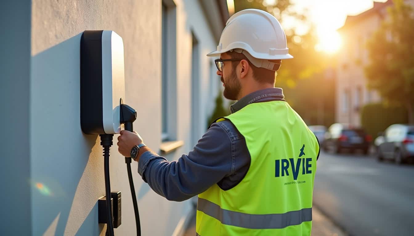 Électricien certifié IRVE en train d