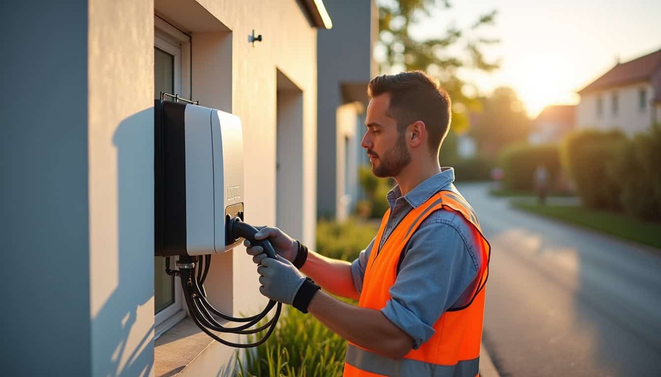 Électricien certifié IRVE en train d