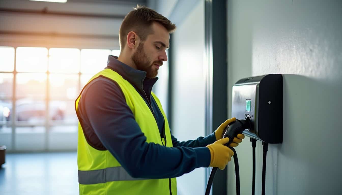 Électricien certifié IRVE en train d