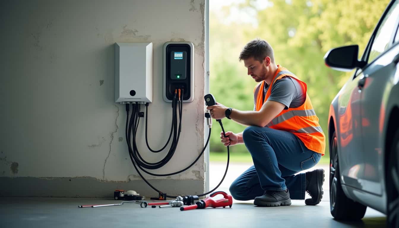 Électricien certifié IRVE en train d