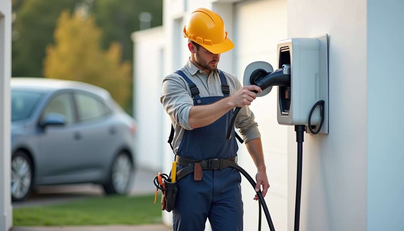 Électricien certifié IRVE en train d