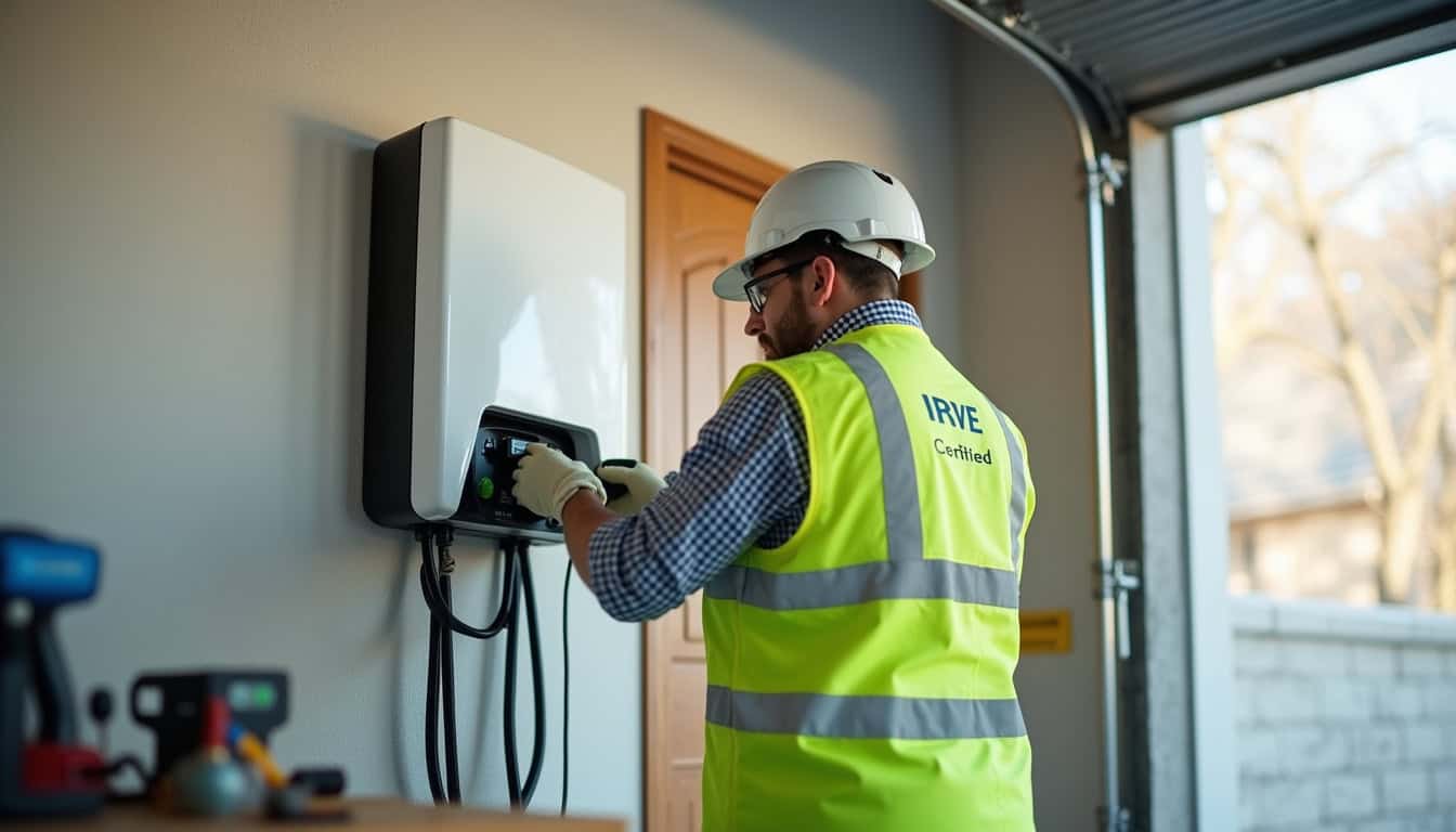 Électricien certifié IRVE en train d