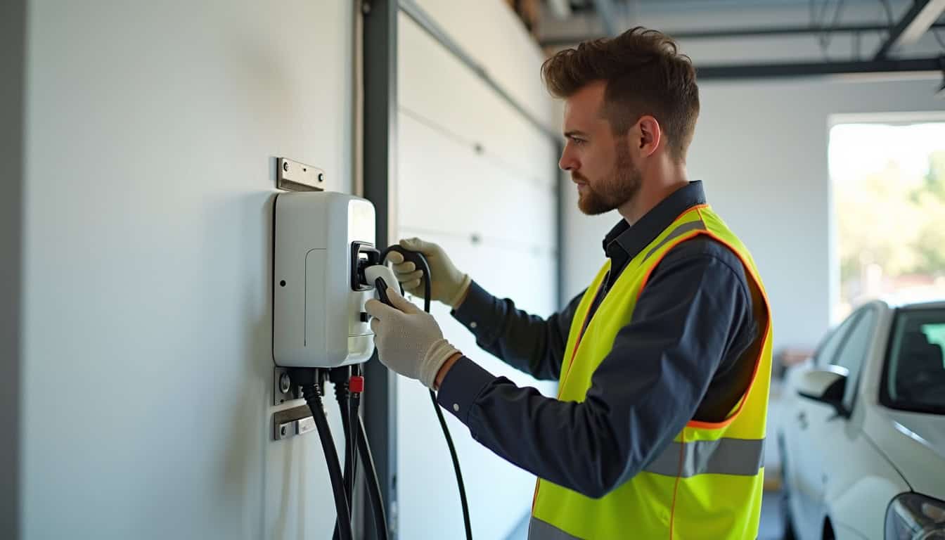 Électricien certifié IRVE en train d