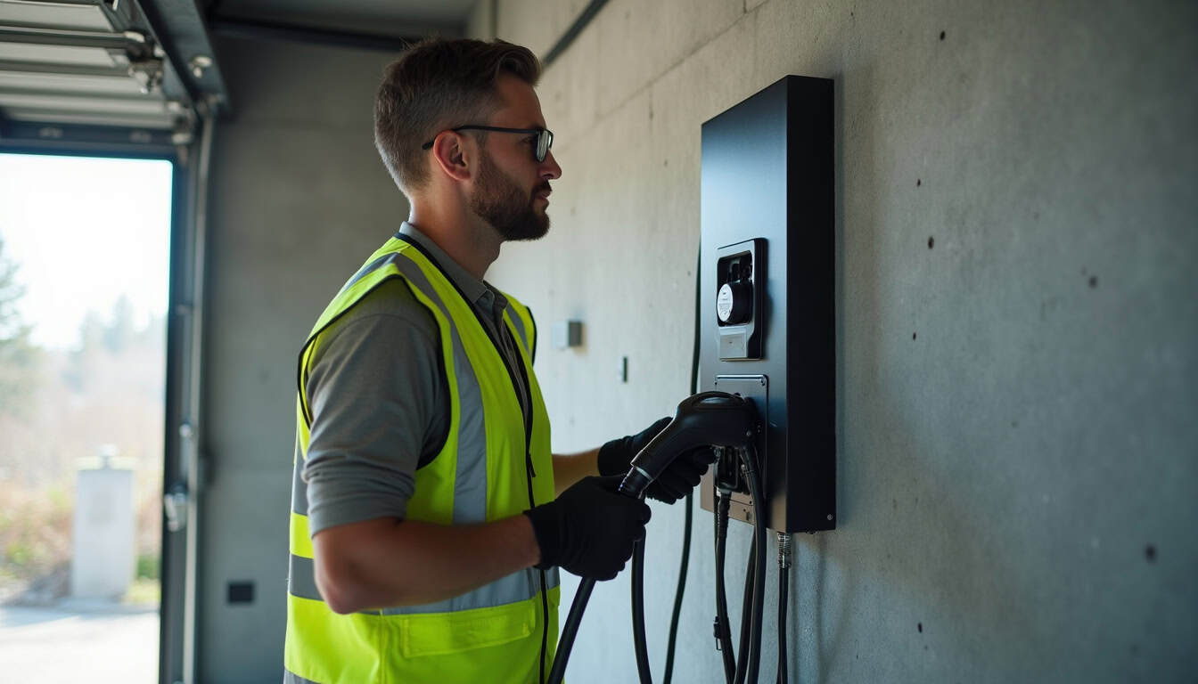 Électricien certifié IRVE en train d