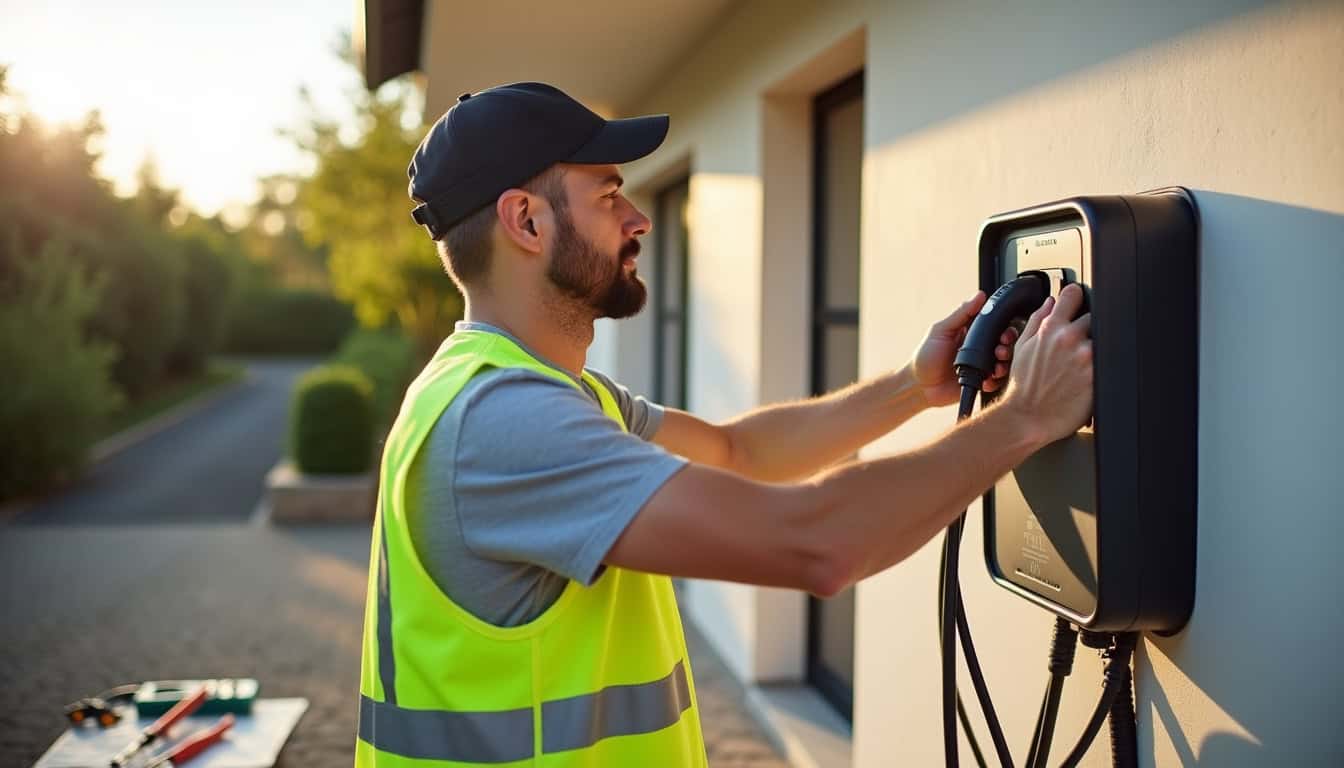Électricien certifié IRVE en train d