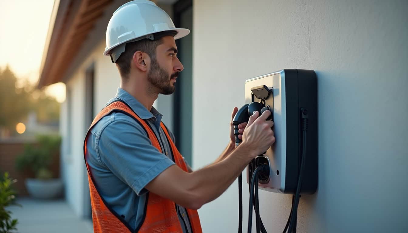Électricien certifié IRVE en train d