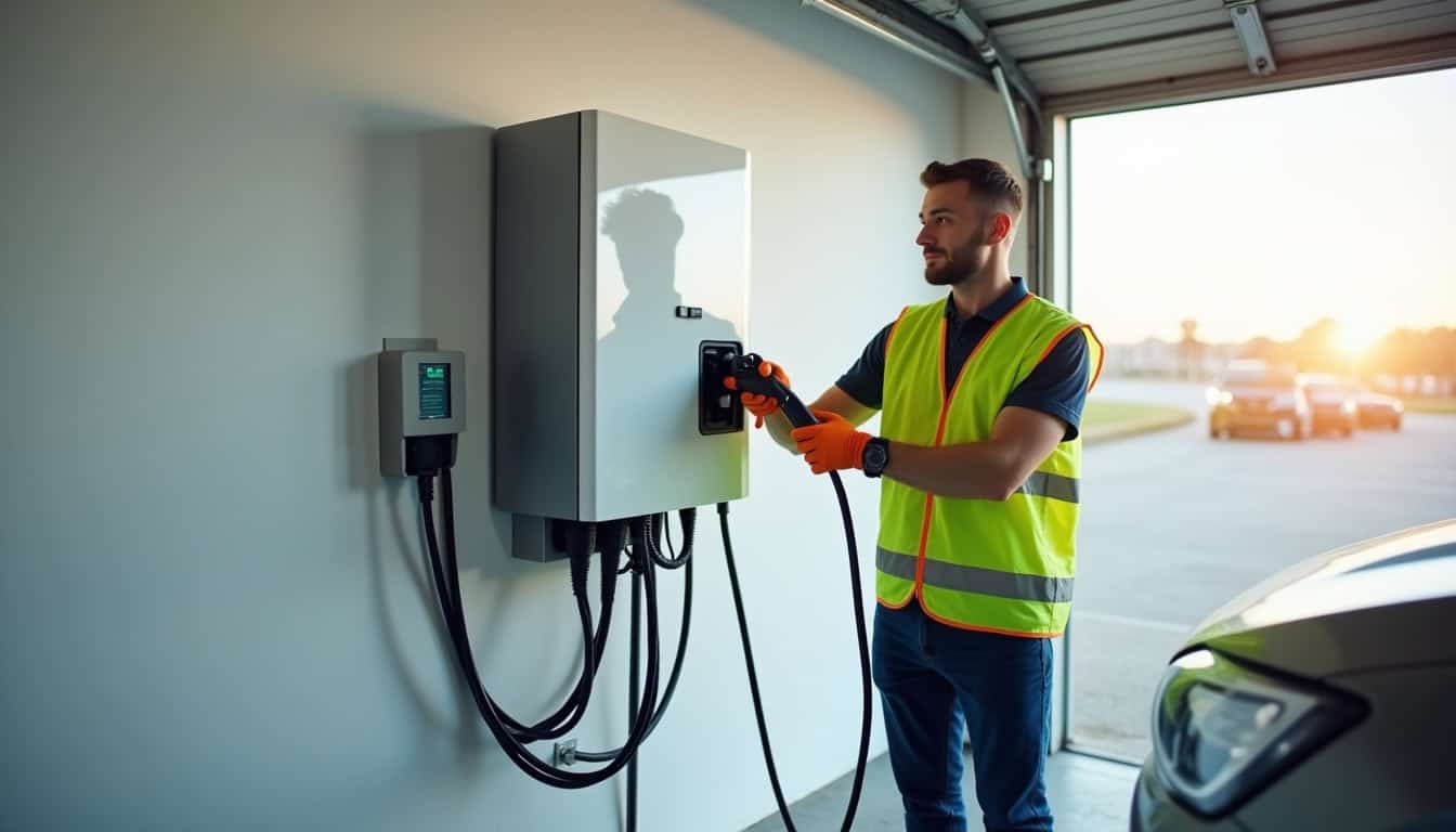 Électricien certifié IRVE en train d