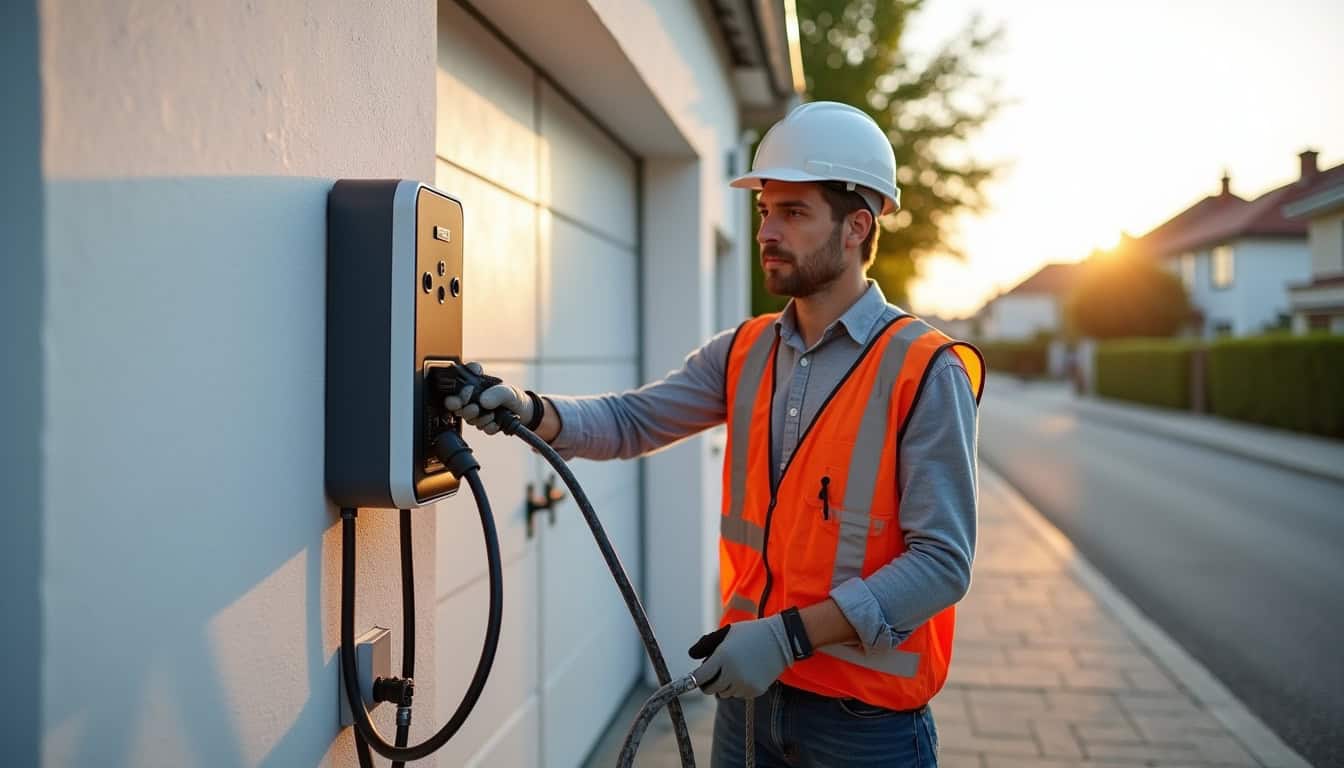Électricien certifié IRVE en train d