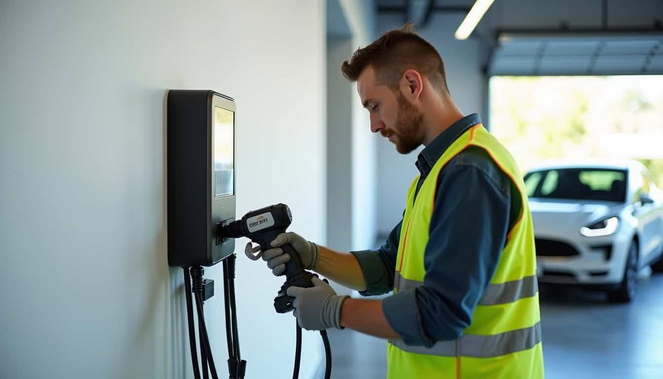 Électricien certifié IRVE en train d