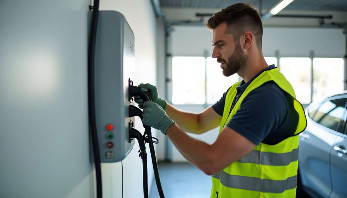 Électricien certifié IRVE en train d