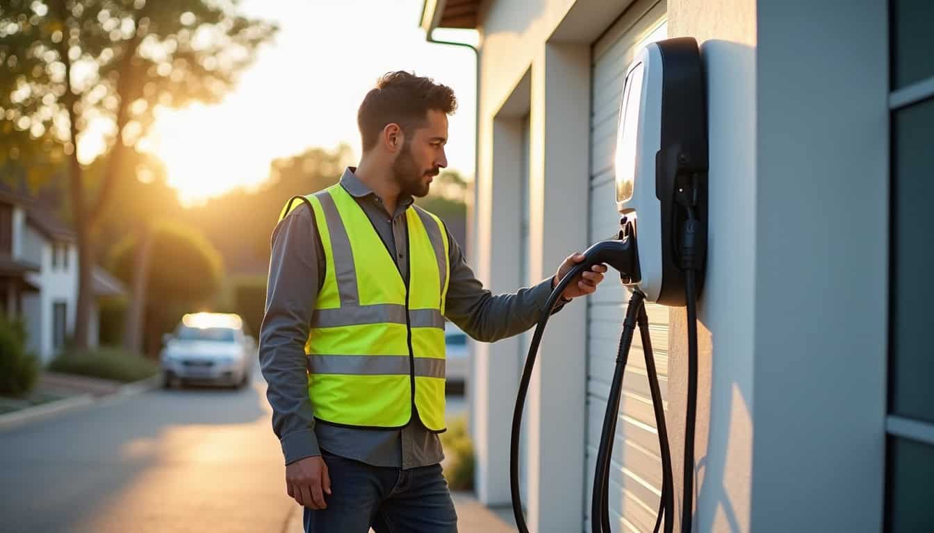 Électricien certifié IRVE en train d