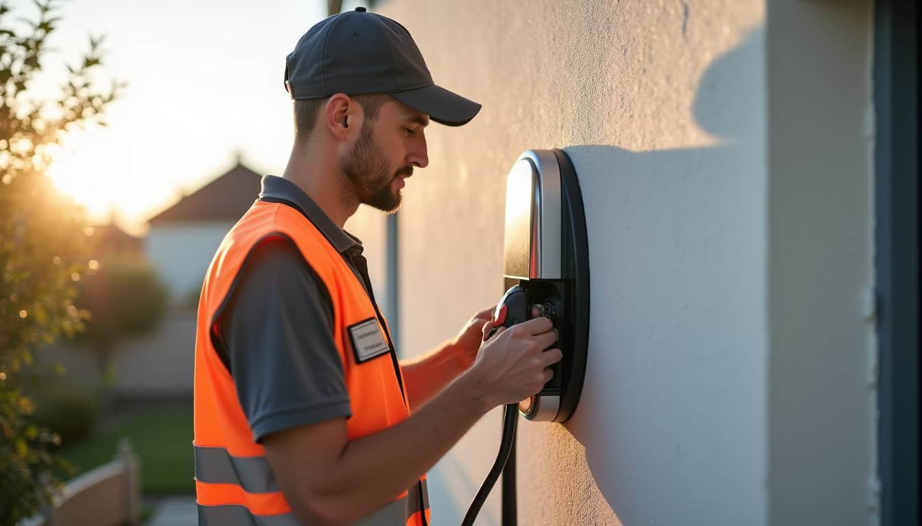 Électricien certifié IRVE en train d