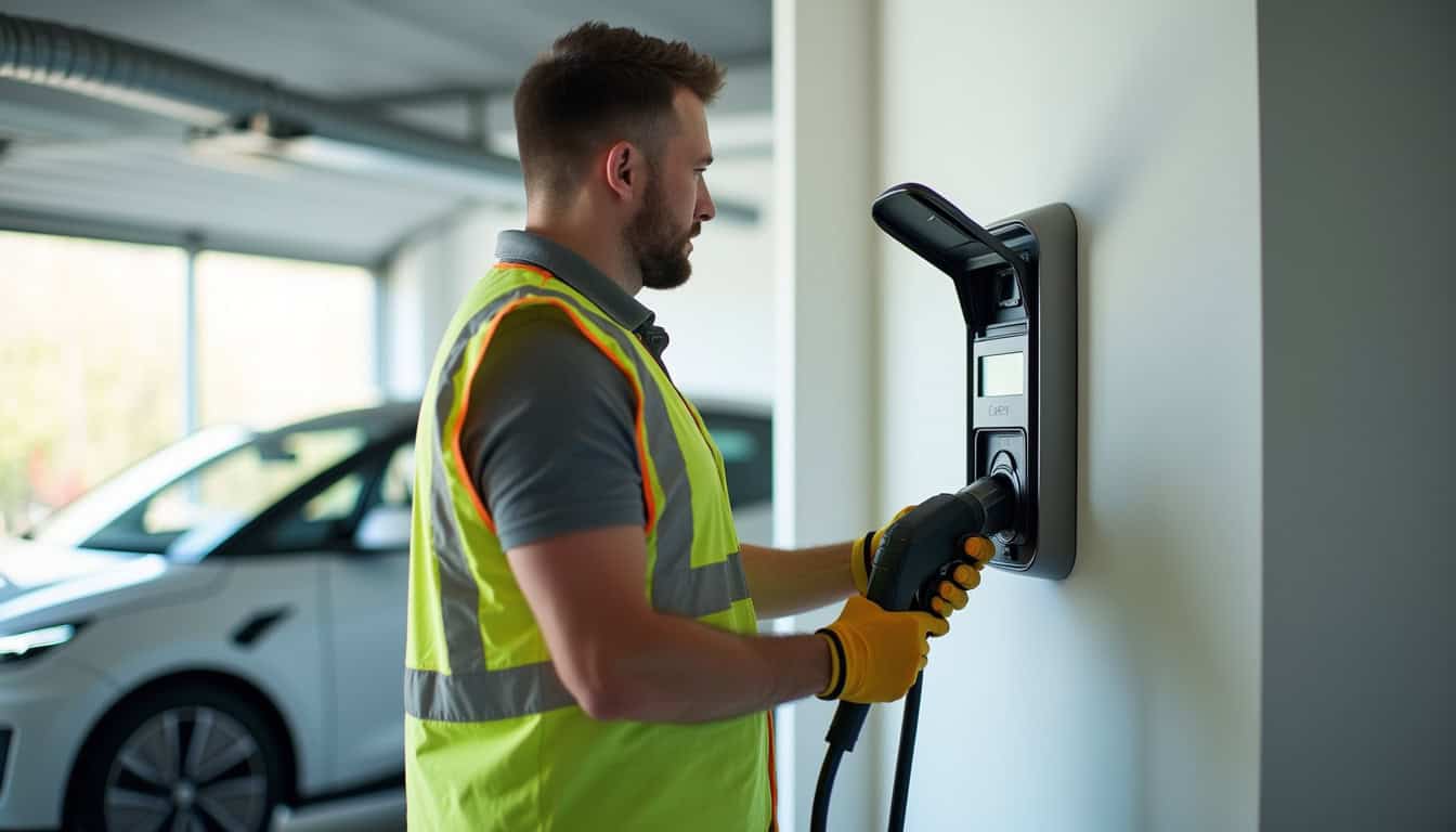 Électricien certifié IRVE en train d